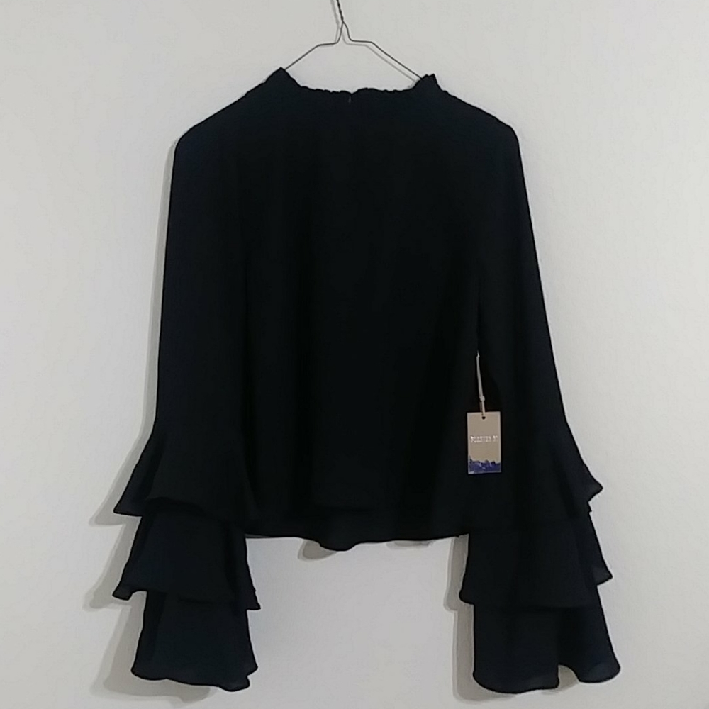 Chiffon Tiered Trumpet Sleeve Top